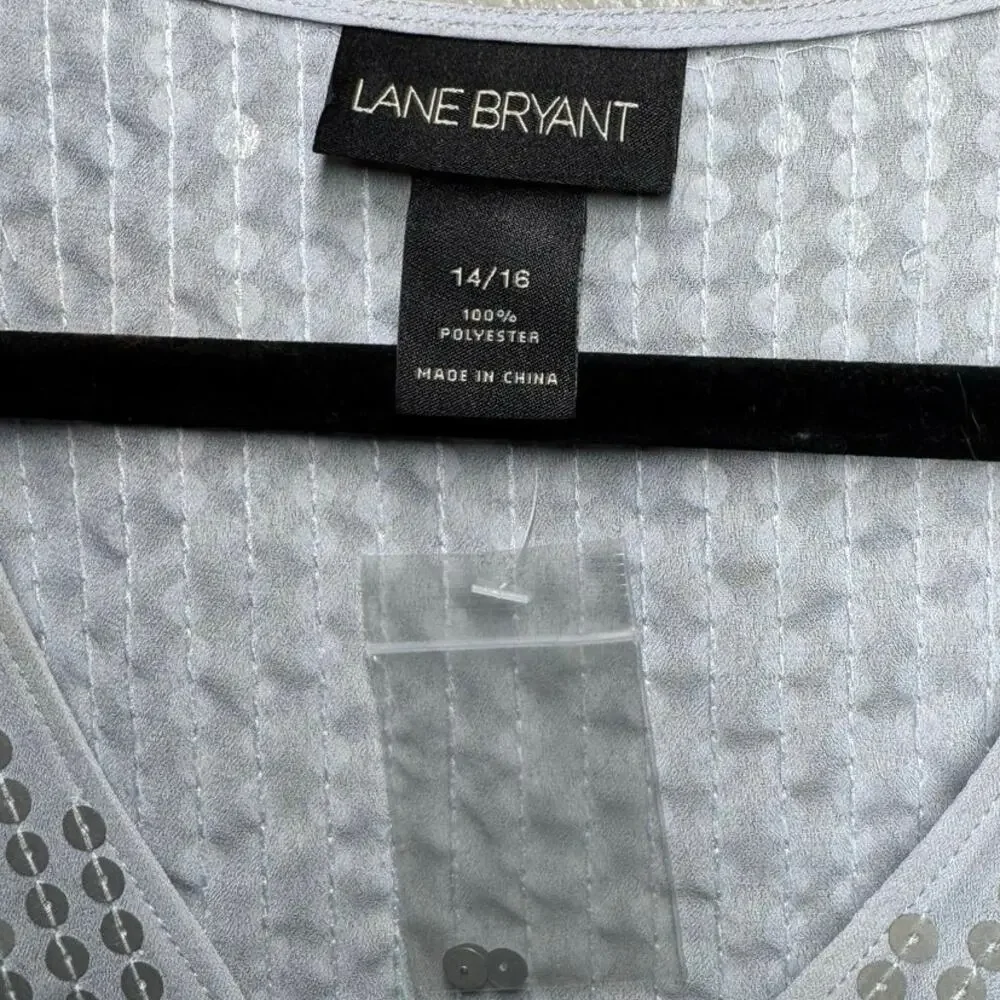 Lane Bryant Silver Metallic Sequin Party all Night Top Size 14/16 New With Tags - Picture 4 of 7